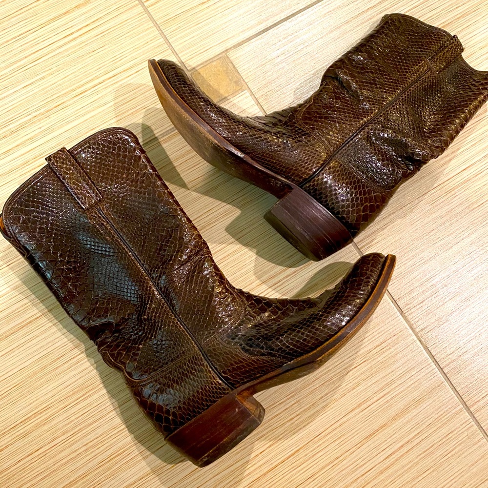 LUCCHESE ⭐ SAN ANTONIO ⭐ BROWN RARE EXOTIC SKIN BOOTS Vintage
